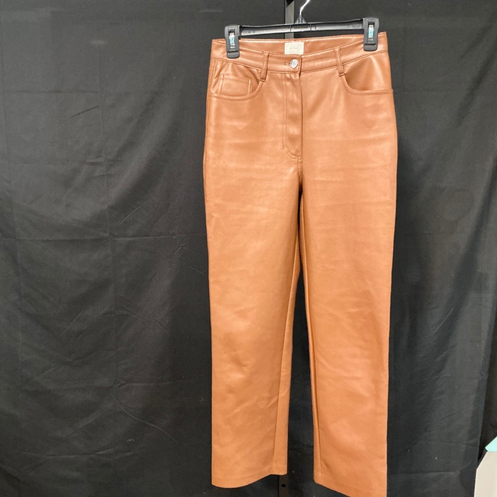 Wilfred Melina‎ Vegan Leather Pants S Cognac Brown High Rise Straight Leg 79493
